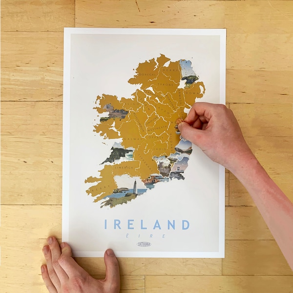 Scratch-able Ireland Map - 32 county map of Ireland for your Irish Bucket list