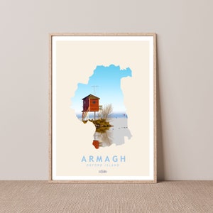 Oxford Island Karte Reiseposter, Armagh County Szene, Irische Landschaft Drucke, Irisches Poster, Drucke, Poster, Wandkunst