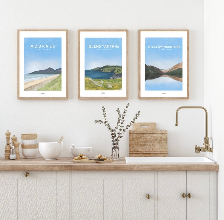 Prints Art & Collectibles Wall Art Cavan Travel Poster Irish Landscape