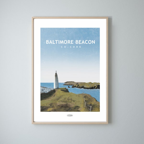 Cork Travel Poster, Baltimore Beacon, Irish Landscape Prints, Irish Poster, Prints, Poster, Wall Art