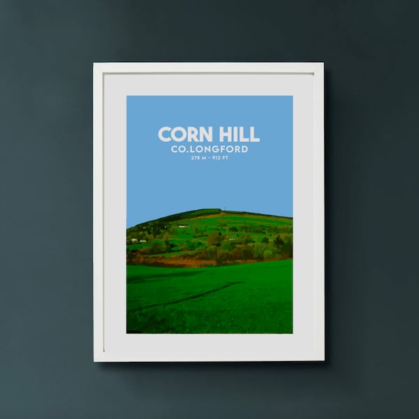 Corn Hill mountain Print  - County Longford Tallest peak, Irish 32 county peak prints, Irish mountain print, Irish wall art