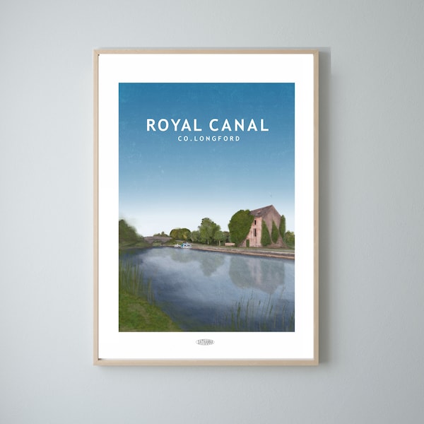 Longford Travel Poster, Royal Canal scene , Irish Landscape Prints, Irish Poster, Prints, Poster, Wall Art