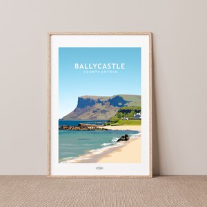 Ballycastle Art Print, Antrim 6 Travel poster, Ierse landschapsprints, Ierse poster, prenten, poster, kunst aan de muur