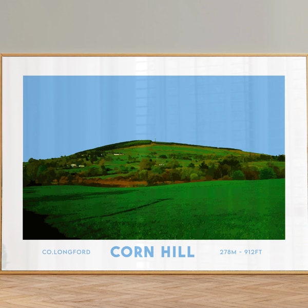 Corn Hill mountain Print  - County Longford Tallest peak, Irish 32 county peak prints, Irish mountain print, Irish wall art