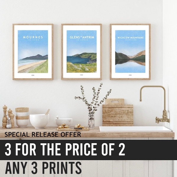 Special Offer - 3 for the Price of 2 Travel Posters  , Irish Landscape Prints, USA poster prints, Irish Poster, Prints, Poster, Wall Art