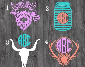 Country Monogram Decals | Monogram Car Decal | Monogram Yeti Decal | Monogram Laptop Decal