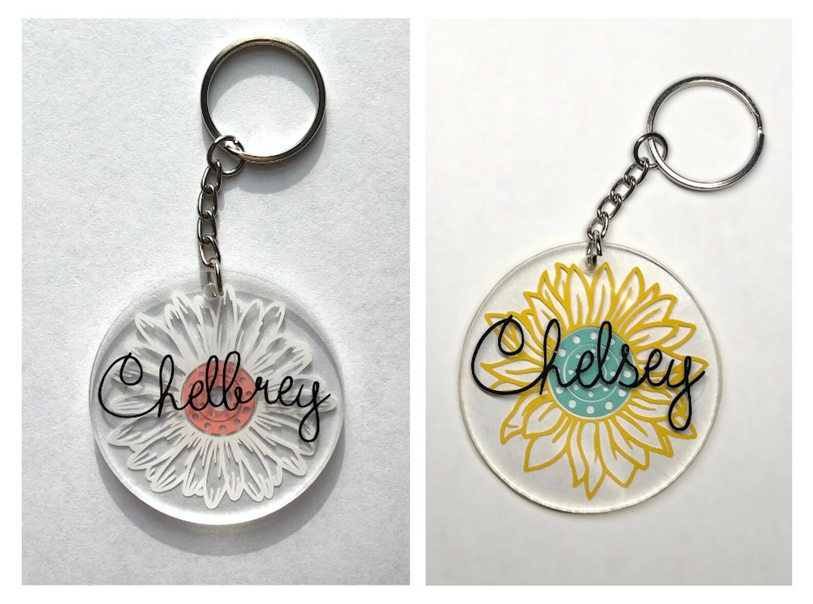 custom floral vinyl keychains acrylic keychain etsy