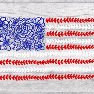 Floral American Flag | Digital file | SVG | JPG | Instant Download | Cut Files