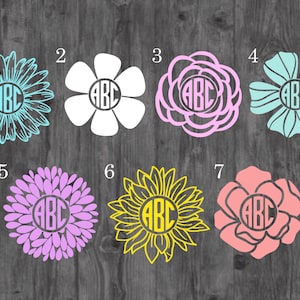 Flower Monogram Decal | Monogram Car Decal | Monogram Yeti Decal | Monogram Laptop Decal