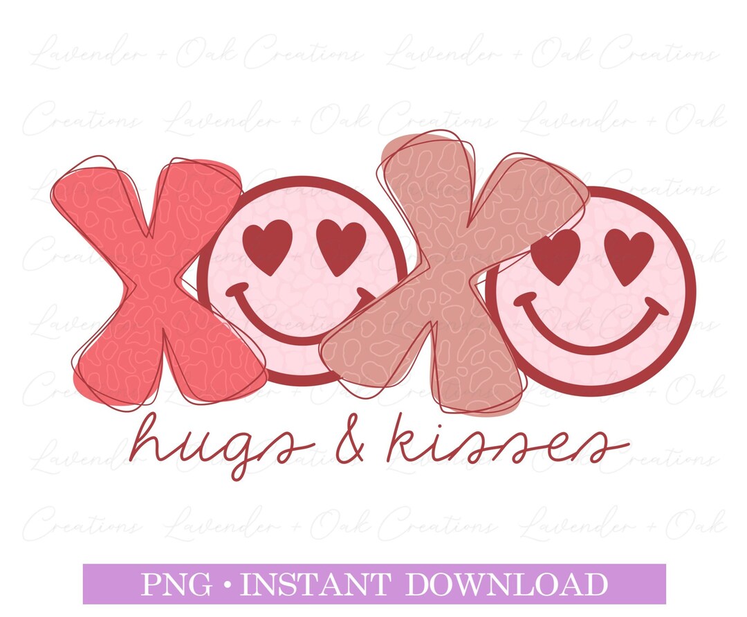 Hugs & Kisses | XOXO | Digital File | PNG | Instant Download | Cut ...