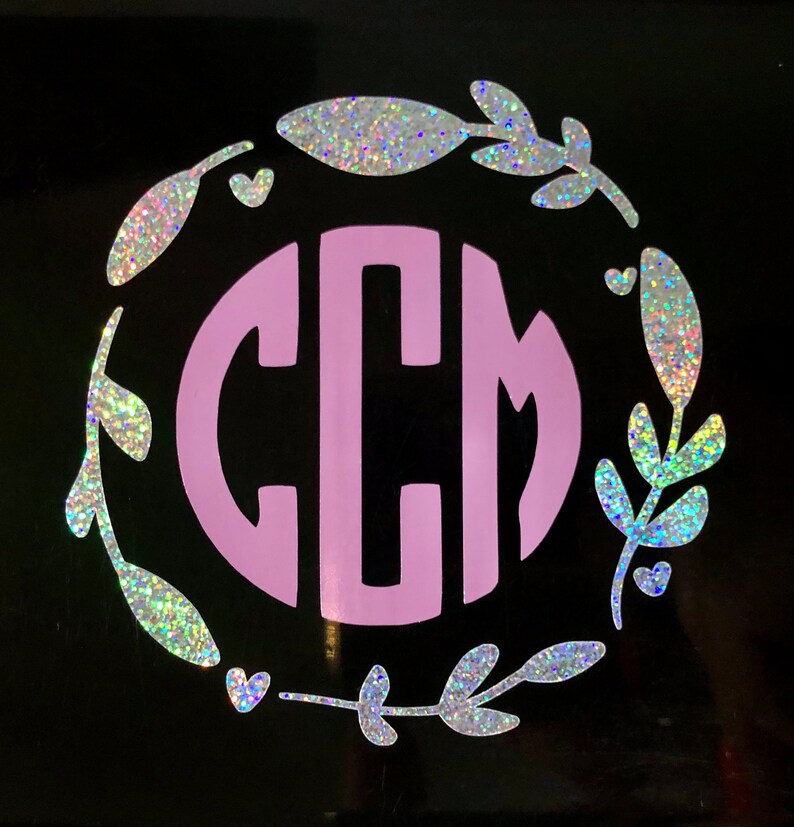 Wreath Monogram Decal Monogram Car Decal Monogram Yeti Etsy