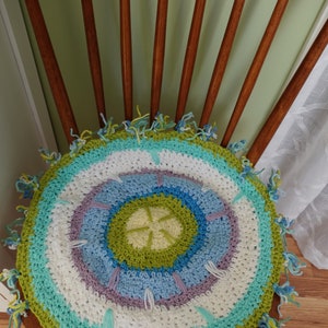 Double Sided Crochet  Chair Pad Pet Bed 100% Acrylic yarn # 8 / Fiber Art / Home decor / Housewarming gift