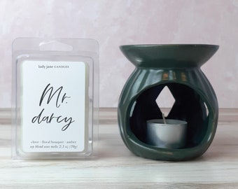 Charcoal Gray Wax Warmer and Wax Melt Bar Gift Set | Wax Tarts | Ceramic Fragrance Warmer and Tealights | Coworker Gift Stocking Stuffer