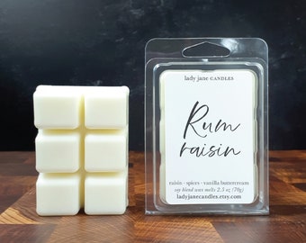 Rum Raisin Wax Melts | Highly Scented Wax Melt Bar | Strong Extra Fragrance Gourmand Fall Winter Scent Wax Tart Soy