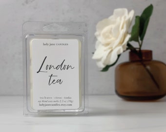 London Tea Wax Melts | Highly Scented Tea and Cake | Strong Fragrance Gourmand Scent Tart Soy | English Tea Lover Gift for Her Birthday