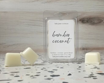 Bamboo Coconut Wax Melts | Highly Scented | Strong Fragrance Clean Luxury Spa Light Floral Green Scent Tart Soy | Gift for Her | Birthday
