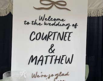 Letrero de bienvenida de boda de acrílico personalizado - Letrero de boda personalizado - Dimensional - Decoración moderna para ceremonias y recepciones - We Tied The Knot