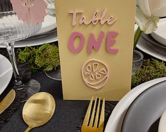 Números de mesa de boda personalizados en acrílico - Señalización de boda personalizada - Dimensional - Decoración moderna para ceremonias y recepciones - La Dolce Vita