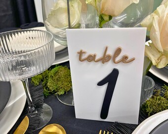Números de mesa de boda de acrílico personalizados - Señalización de boda personalizada - Dimensional - Decoración moderna para ceremonias y recepciones - We Tied The Knot