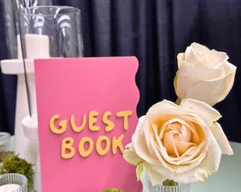 Letrero de acrílico personalizado para libro de visitas de boda: letrero de boda personalizado, dimensional, decoración moderna para ceremonias y recepciones: La Dolce Vita