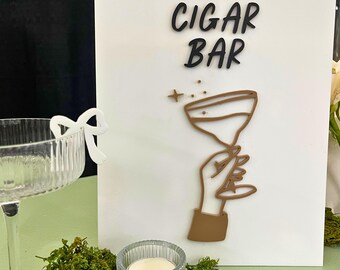 Letrero de acrílico personalizado para barra de puros: letrero de boda personalizado, dimensional, decoración moderna para ceremonias y recepciones: We Tied The Knot