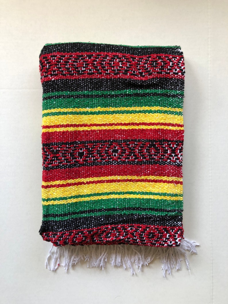 Mexican Blanket Yoga, Beach, Camping and Picnic Throw Rasta