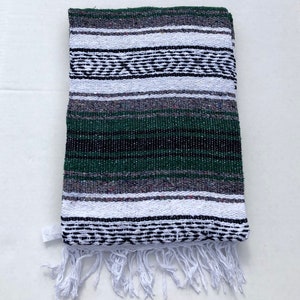 Mexican Blanket Yoga, Beach, Camping and Picnic Throw Hunter Green