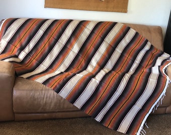 Large Serape Saltillo Mexican Blanket, handmade in Mexico