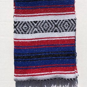 Mexican Blanket Yoga, Beach, Camping and Picnic Throw Red/white/blue