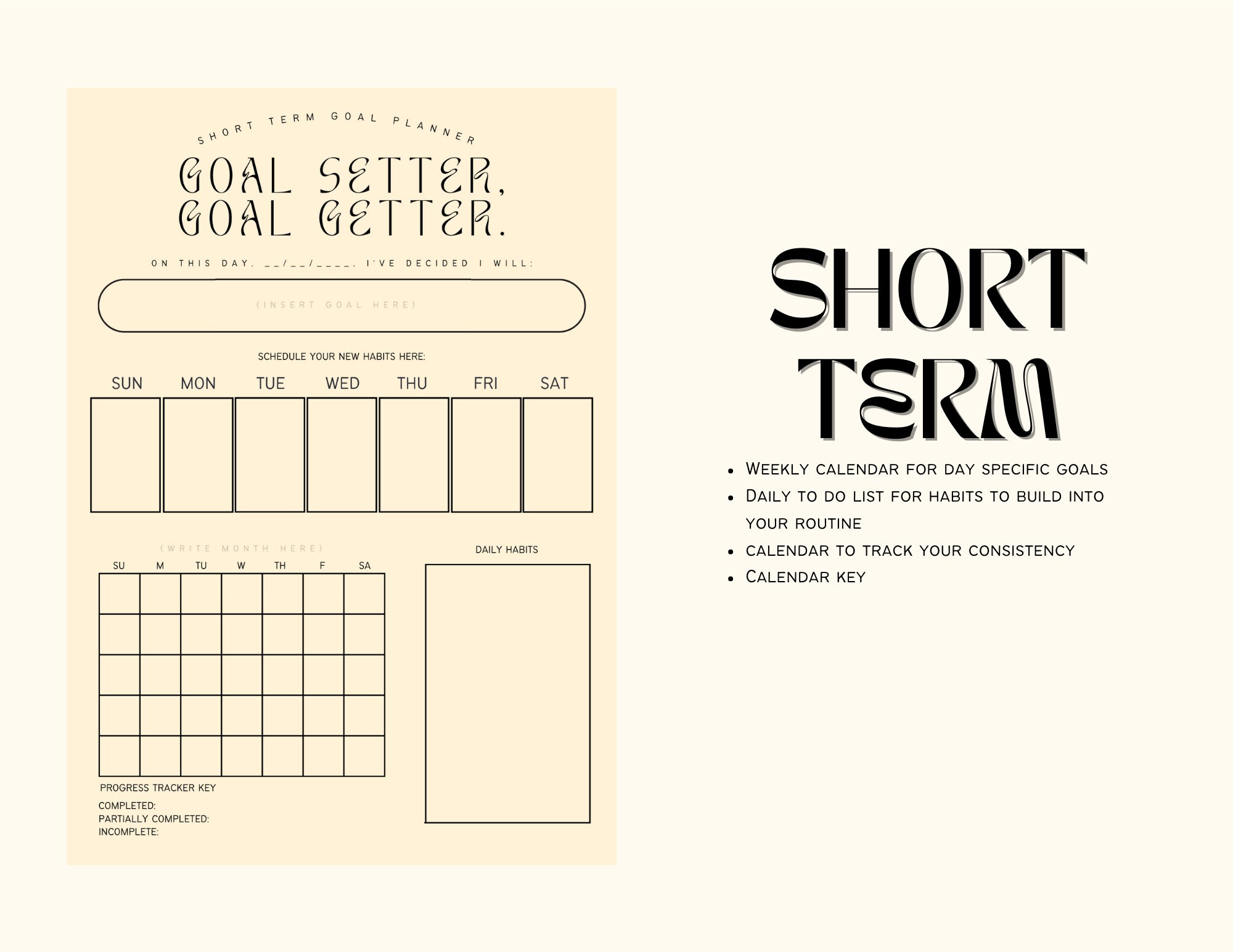 Goal Getter Goal Setter Planner Etsy