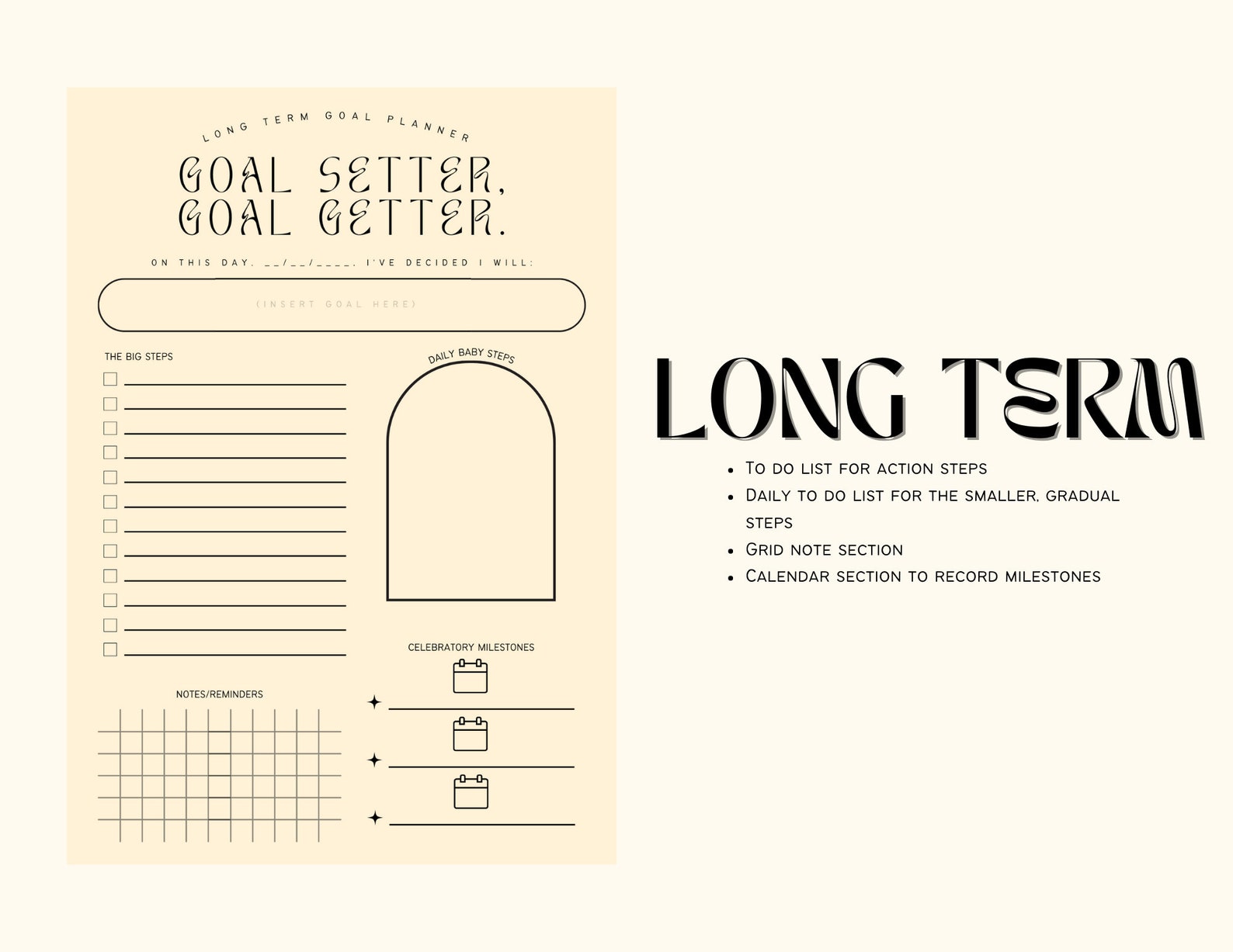 Goal Getter Goal Setter Planner Etsy