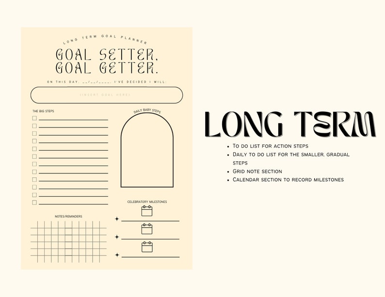 Goal Getter Goal Setter Planner Etsy