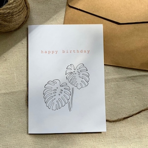 Cartes de voeux botaniques Joyeux anniversaire Monstera Deliciosa