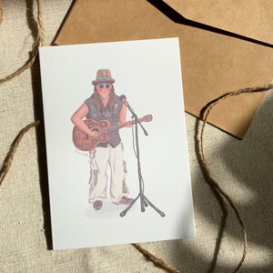 Straßenmusiker auf dem Sonntagsmarkt. Grußkarten