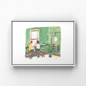 Art print, watercolour art, illustration, A4, cafe, coffee, brunch, wall art, home decor , Melbourne, Australia