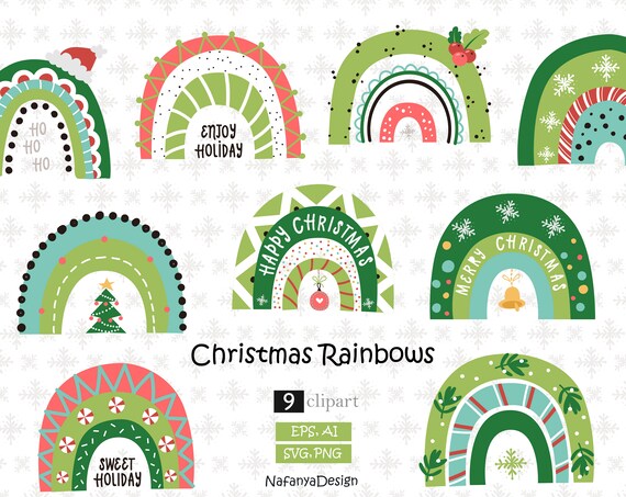 Download Festive Rainbow Svg Christmas Rainbow Svg Modern Rainbow Png Etsy