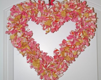 Heart Shaped Rag Wreath