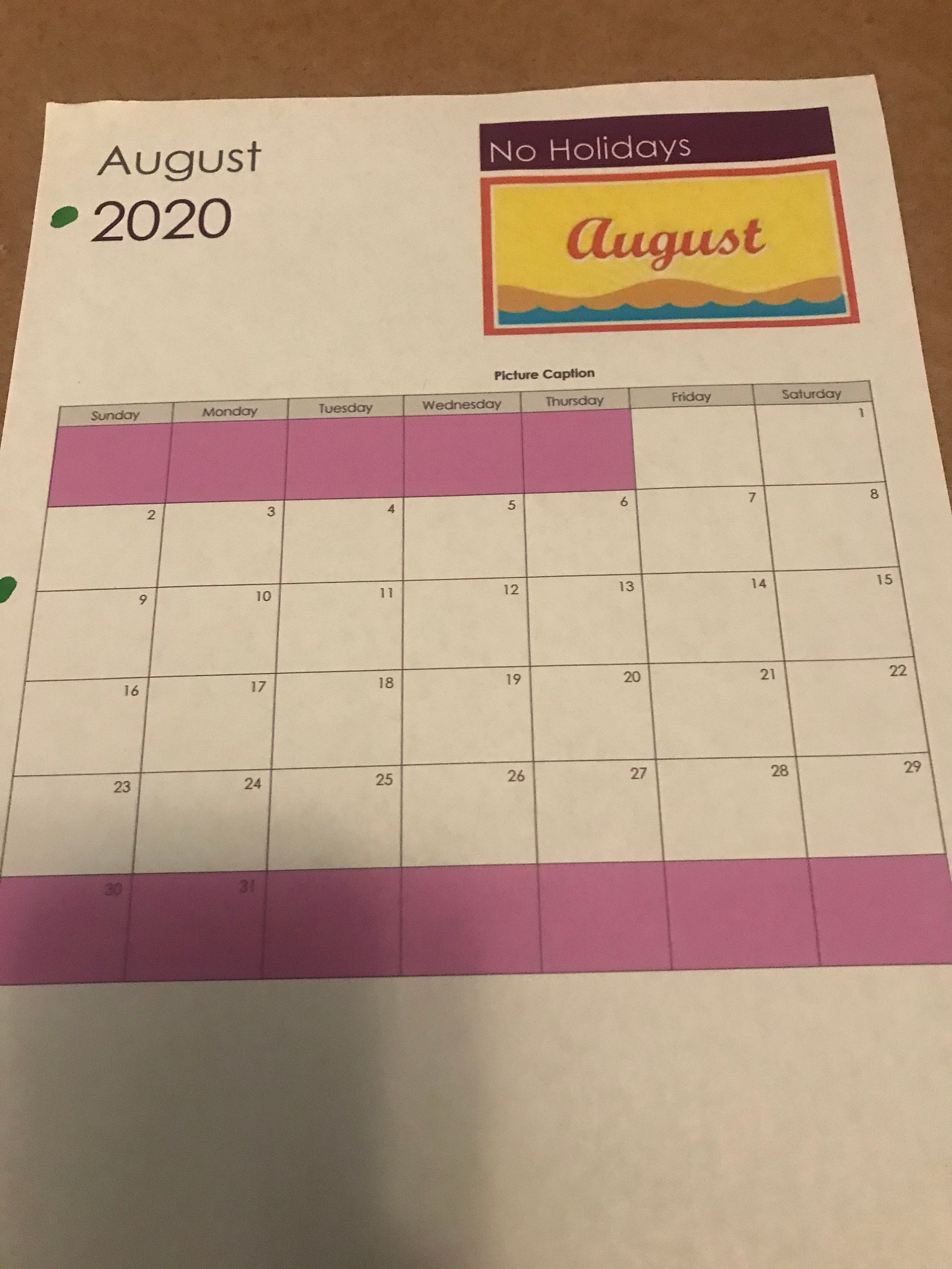 Single Page Calendar 1 Month Etsy