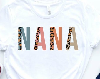 Leopard Print Nana Shirt - Grandma Gift, Pregnancy Reveal