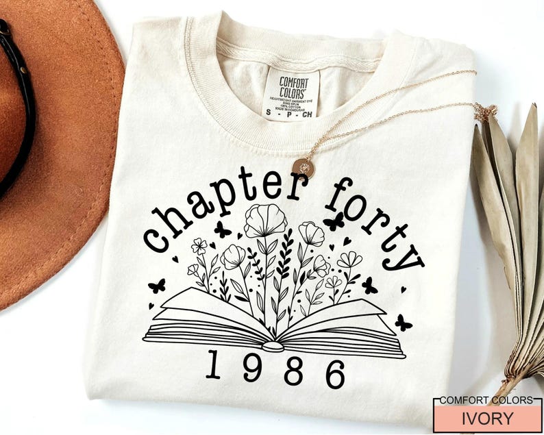 Floral Book Chapter 40 T-Shirt: 1986 Birthday Gift image 6