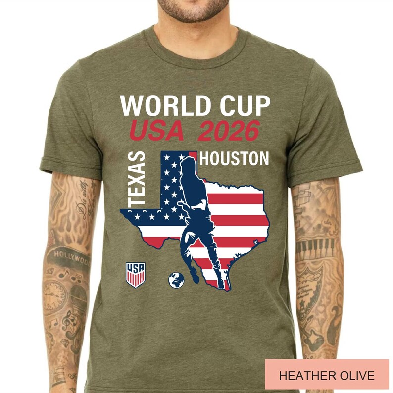 World Cup USA 2026 Houston Texas Map Shirt, Soccer Fan Travel Souvenir Tee image 12