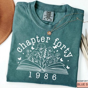 Floral Book Chapter 40 T-Shirt: 1986 Birthday Gift image 2