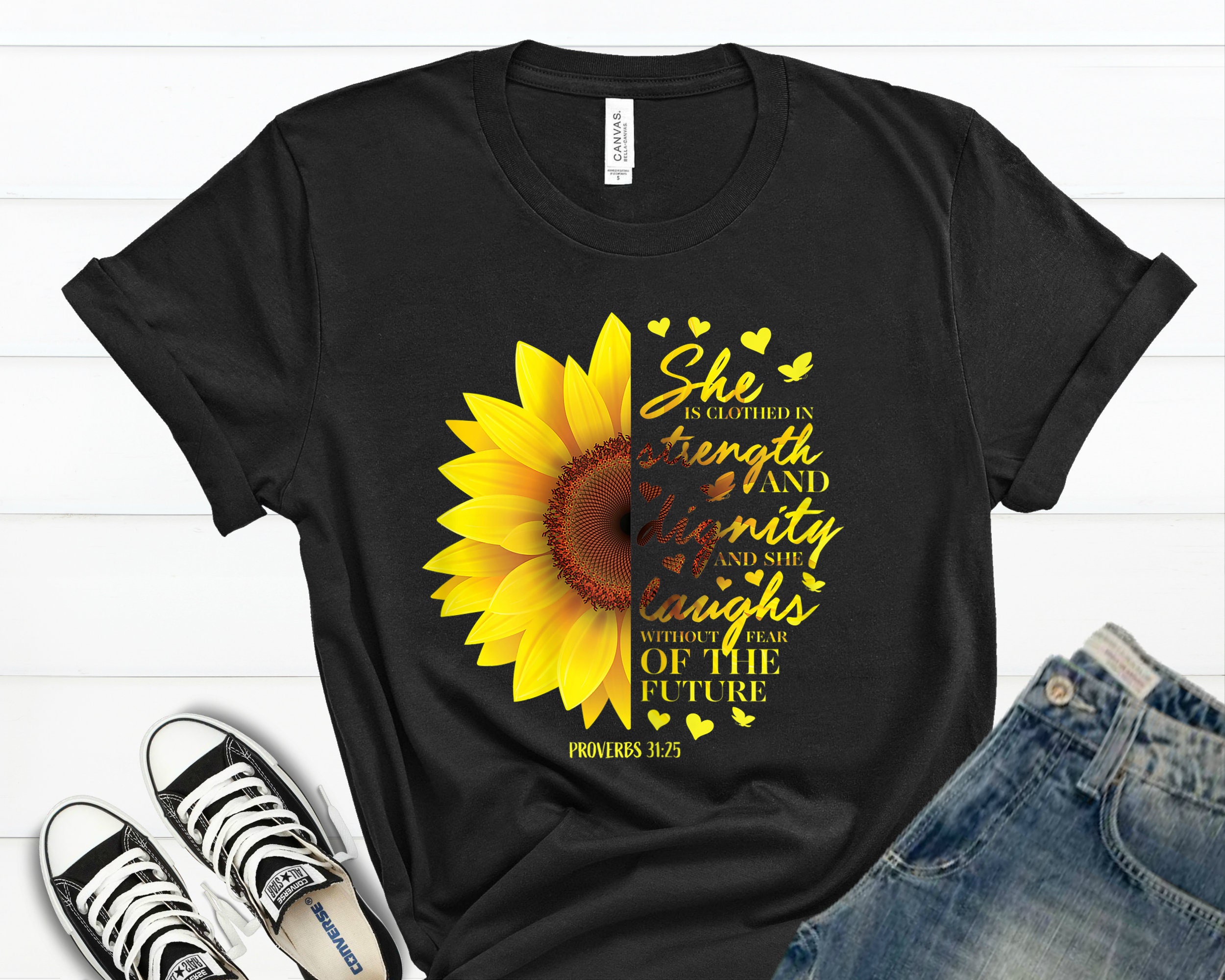 Proverbs 31:25 Strength and Dignity Sunflower Shirt | Etsy