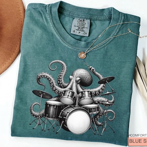 Octopus Drummer T-Shirt: Funny Musician Dad Gift