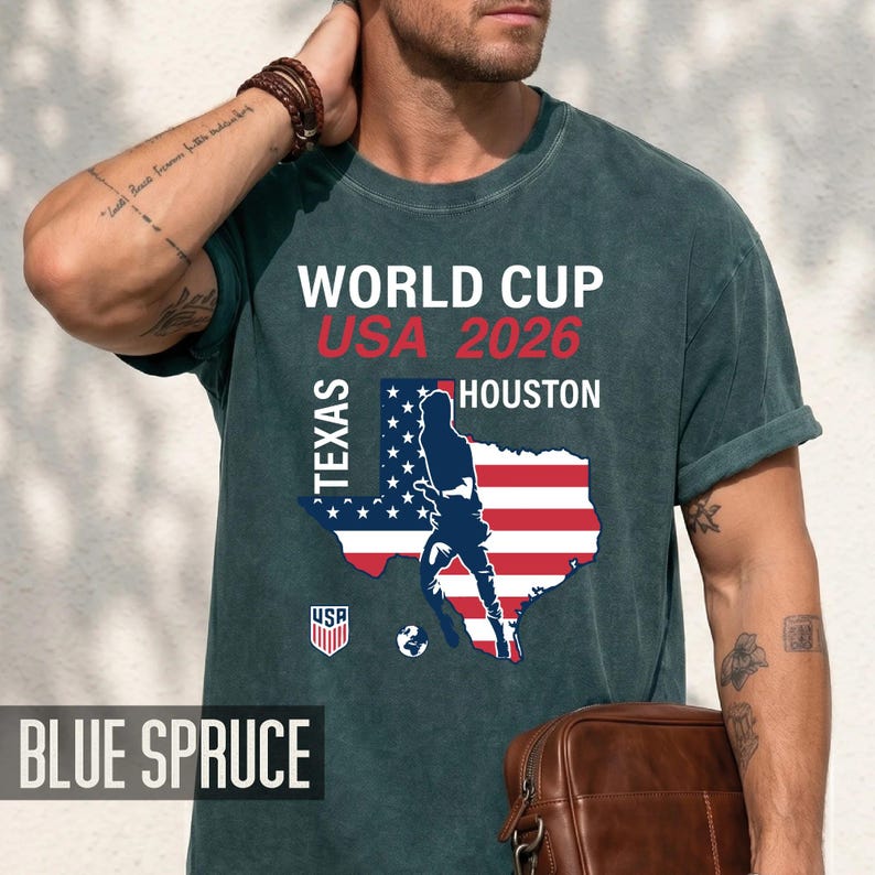 World Cup USA 2026 Houston Texas Map Shirt, Soccer Fan Travel Souvenir Tee image 14