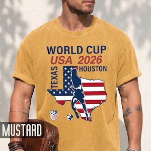 World Cup USA 2026 Houston Texas Map Shirt, Soccer Fan Travel Souvenir Tee image 3