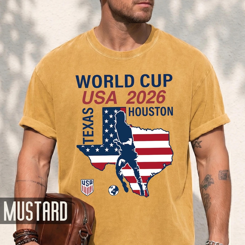 World Cup USA 2026 Houston Texas Map Shirt, Soccer Fan Travel Souvenir Tee image 3