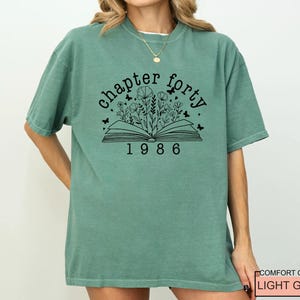 Floral Book Chapter 40 T-Shirt: 1986 Birthday Gift image 5