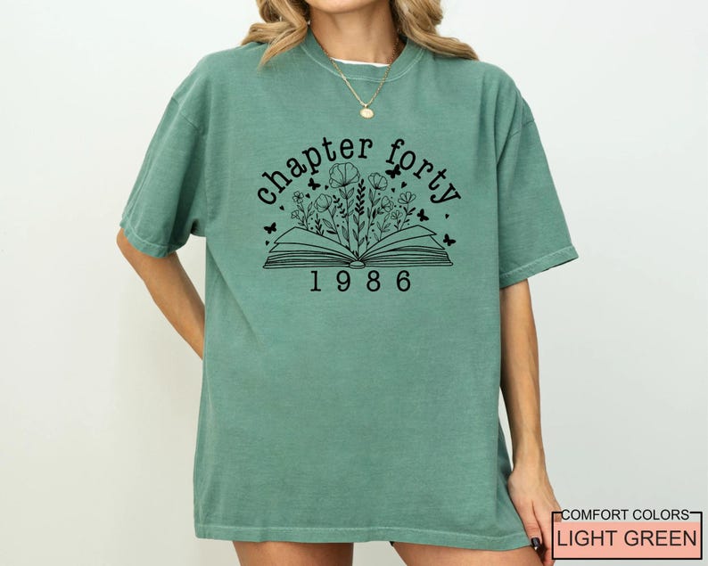 Floral Book Chapter 40 T-Shirt: 1986 Birthday Gift image 5