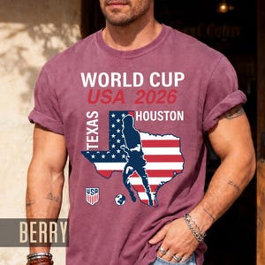 World Cup USA 2026 Houston Texas Map Shirt, Soccer Fan Travel Souvenir Tee image 13
